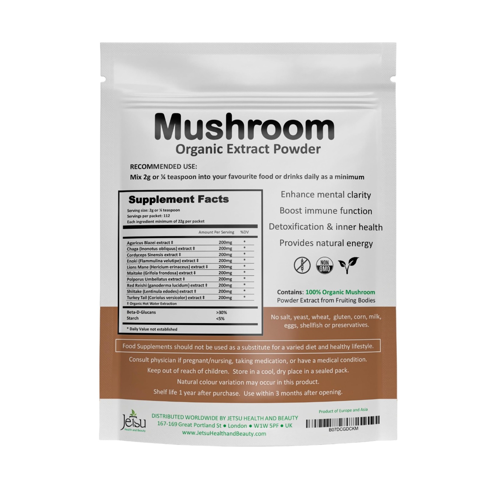 Mushroom Extract Powder Powerful 10 Blend, Organic Lions Mane, Cordyceps, Re…