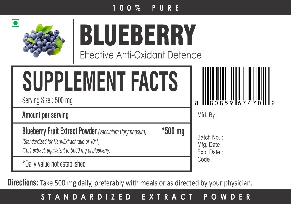 Blueberry Extract Powder 10:1 Anthocyanins Antioxidant for Vision and Memory