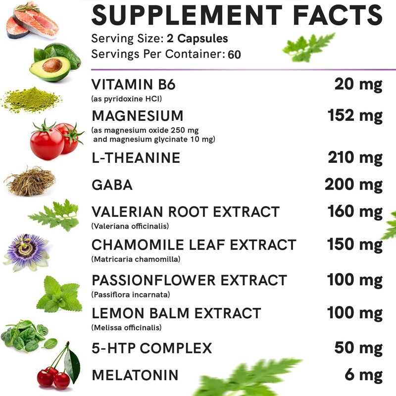 Sleep Aid Fall Asleep Calm Sleep Promote Relaxation Boosts Mood 120 Capsules