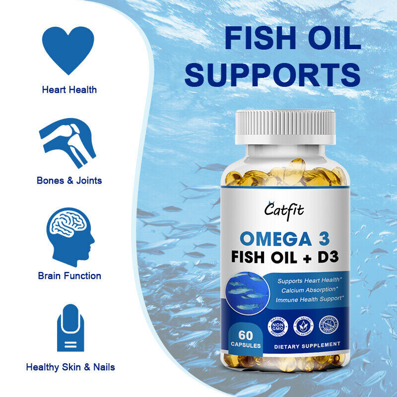 Omega 3 Fish Oil Capsule 1200mg+1000mg , EPA & DHA ,Brain Heart Joint Support