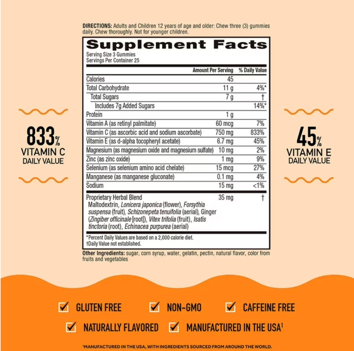 Airborne Gummies Immune Support Vitamin C Supplement 75 Ct Fruit Flavors