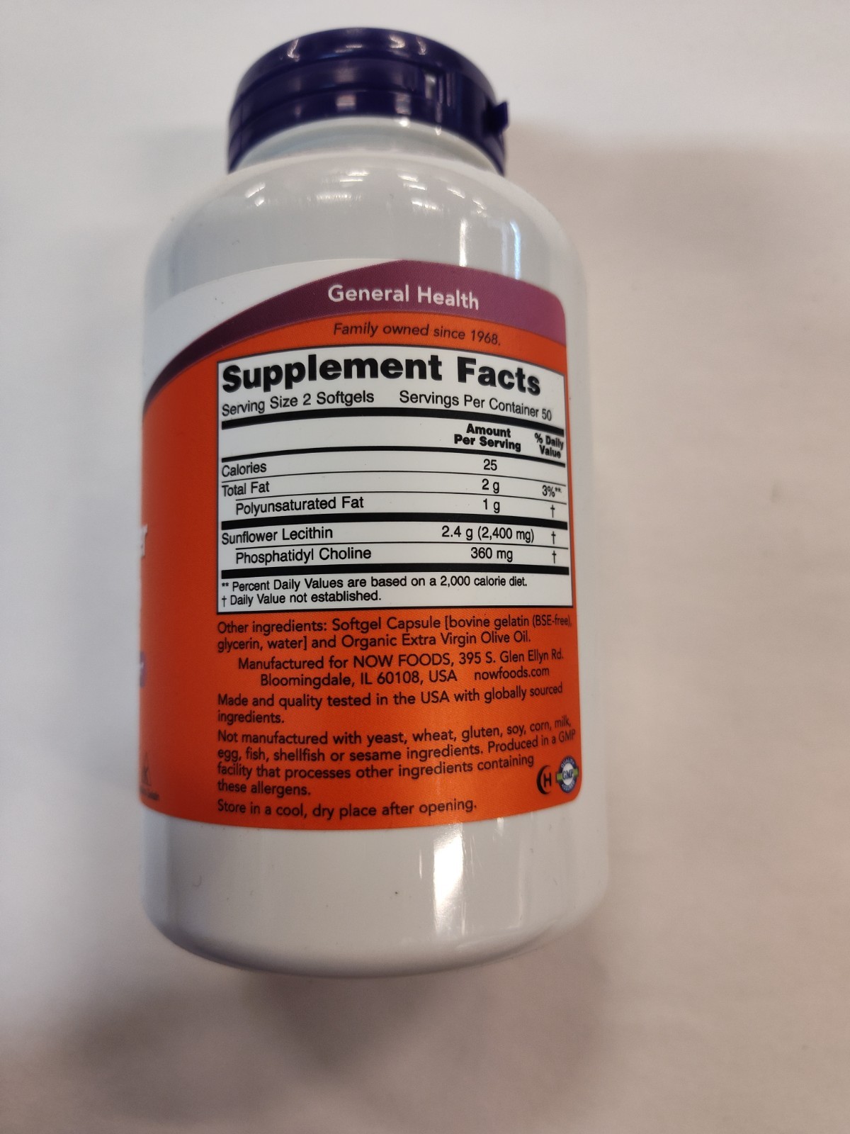 Sunflower Lecithin 1200mg – 100 Softgels