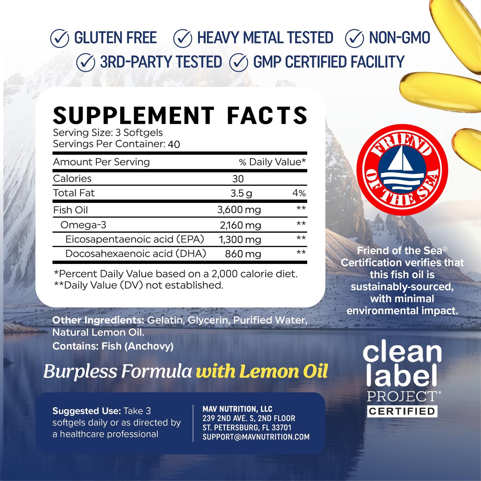Triple Strength Omega 3 Fish Oil 3600 mg, EPA & DHA, 120 Count (Pack of 1)