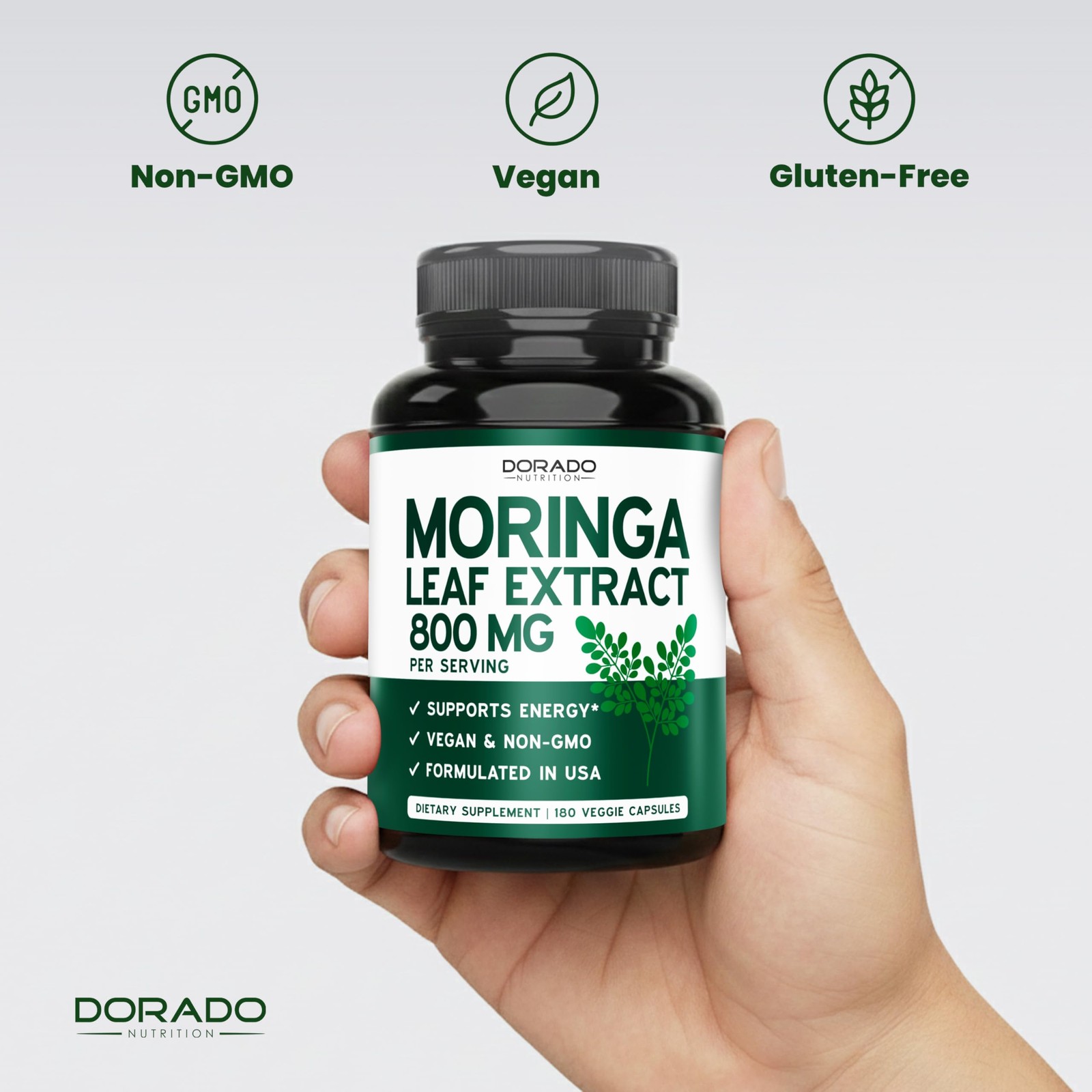 Organic Moringa Capsules 40,000mg (3 Month Supply) Pure 180 Count (Pack of 1)