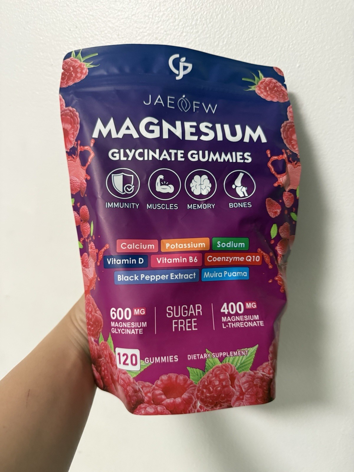 JAEoFW Magnesium Glycinate Gummies Sugar-Free 120 Count Mineral Supplement