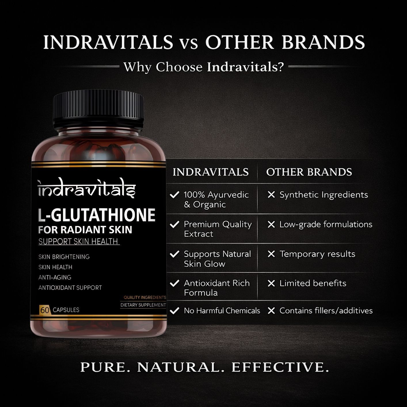 L Glutathione Capsules 60 Skin Brightening Antioxidant Supplement