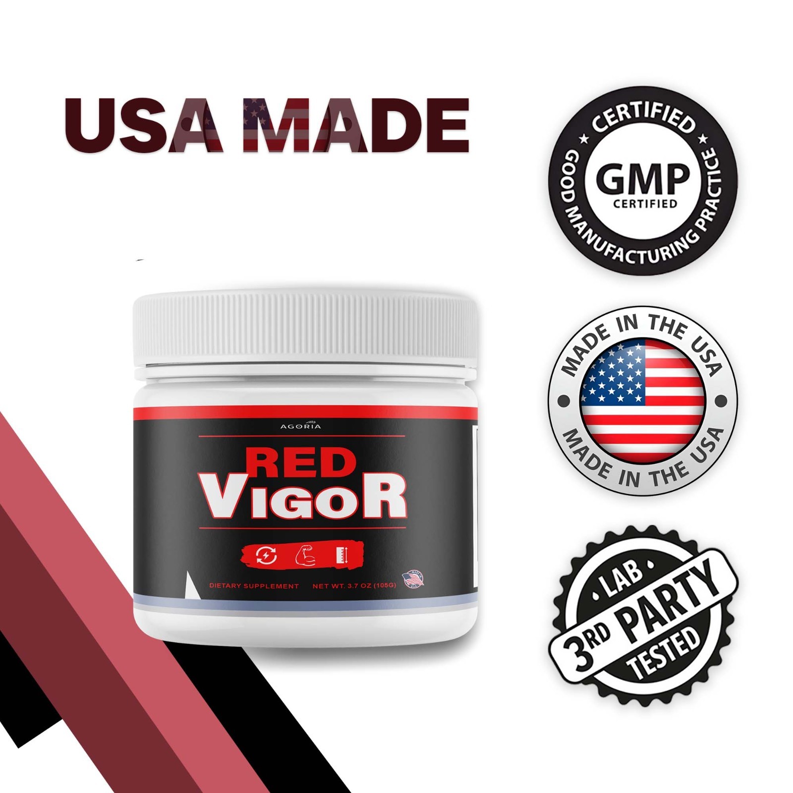 ( 3 Pack ) Red Vigor for Men, Redvigor Advanced Daily Male Support Powder