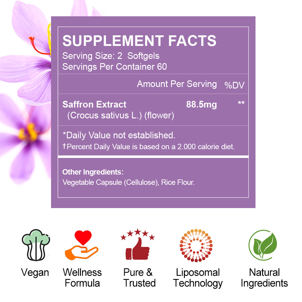 Saffron Extract, 88.5mg – Best All Natural Appetite Suppressant 240 Capsules