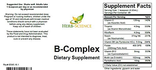 B-Complex,Super B Complex Vitamins with Liquid, 16 oz – All B Vitamins Includ…