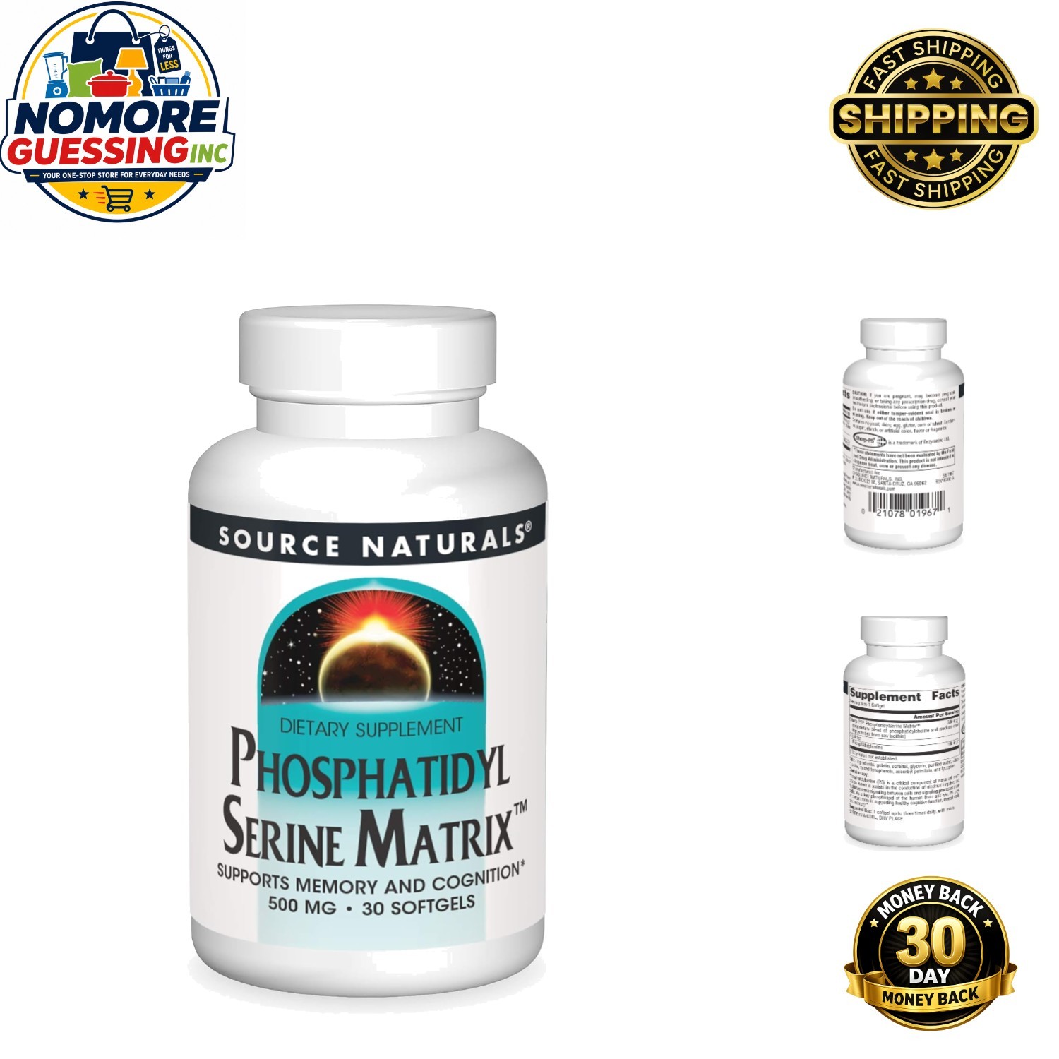 Memory Boosting 500 mg Phosphatidyl Serine Softgels – 30 Count, Made in USA