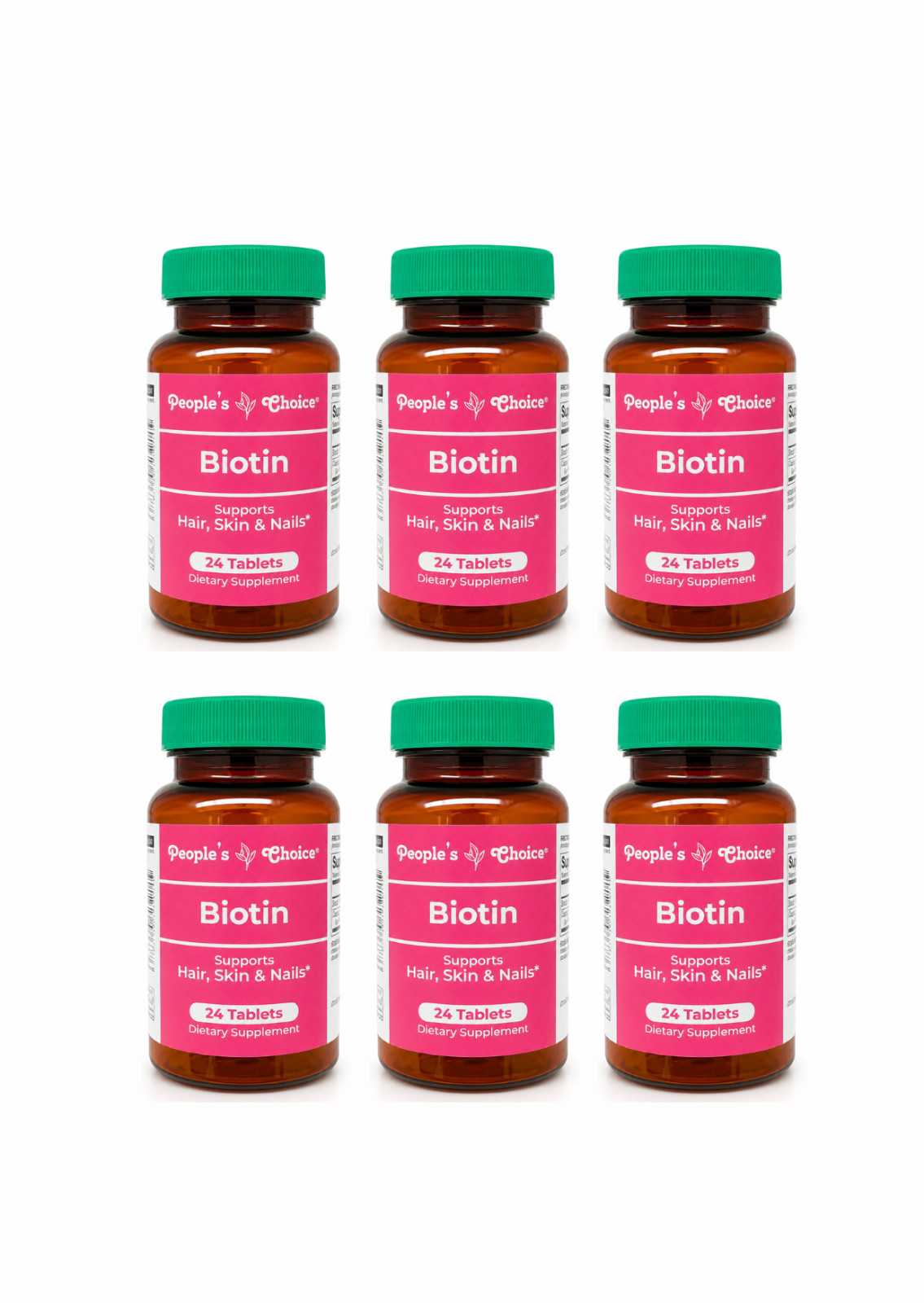People’s Choice Biotin 24 Tablets 6 Pack Hair Skin & Nails Support
