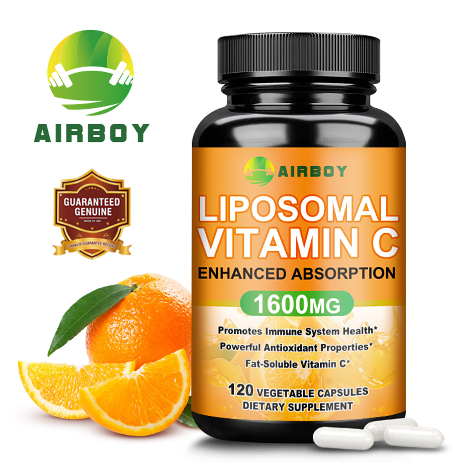 120pcs Liposomal Vitamin C 1600mg – High Absorption, Fat Soluble Vit Supplements