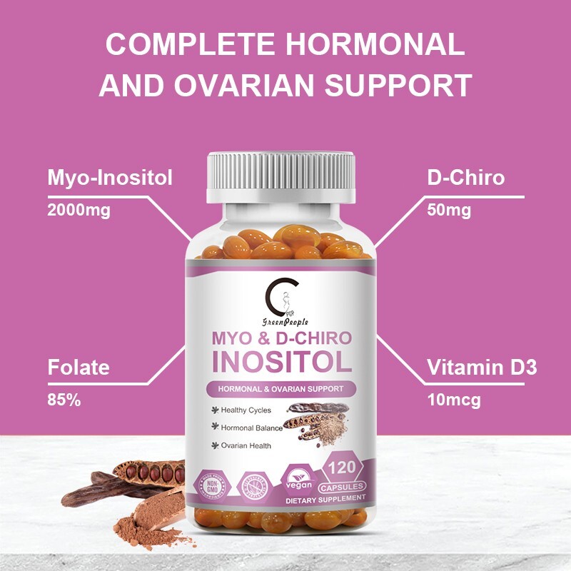 Myo-Inositol & D-Chiro Inositol Supplement Hormonal Balance Support 120 Capsules