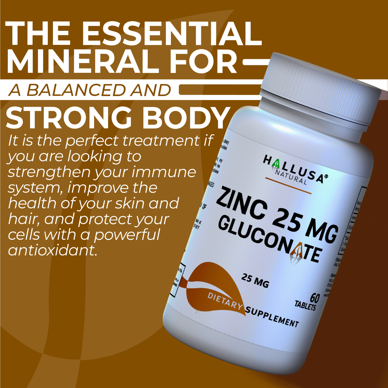 ZINC 25 mg (Gluconate) – Immune Defense – Skin Recovery – 60 Cap