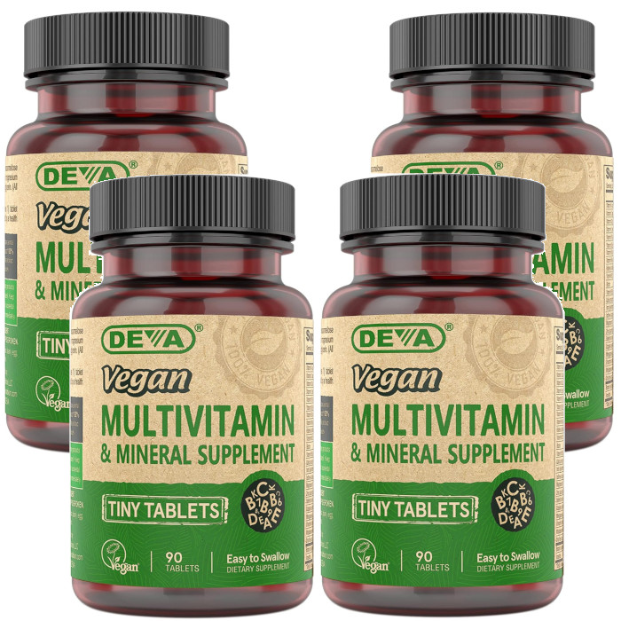 Vegan Multivitamin & Mineral Supplement – Tiny Tablets 90 Tablets Each (Pack 4)