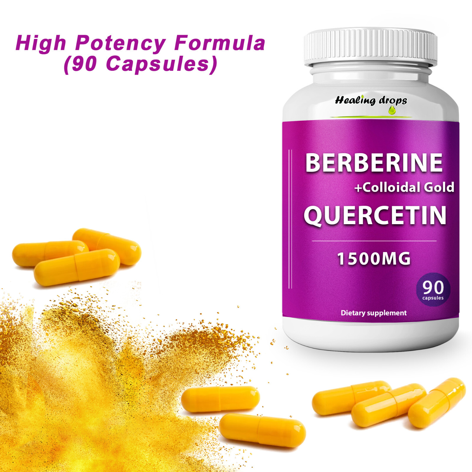 3 Pack- Berberine 925MG Quercetin 510mg Colloidal Gold 15mg Citrus Bergamot 50mg