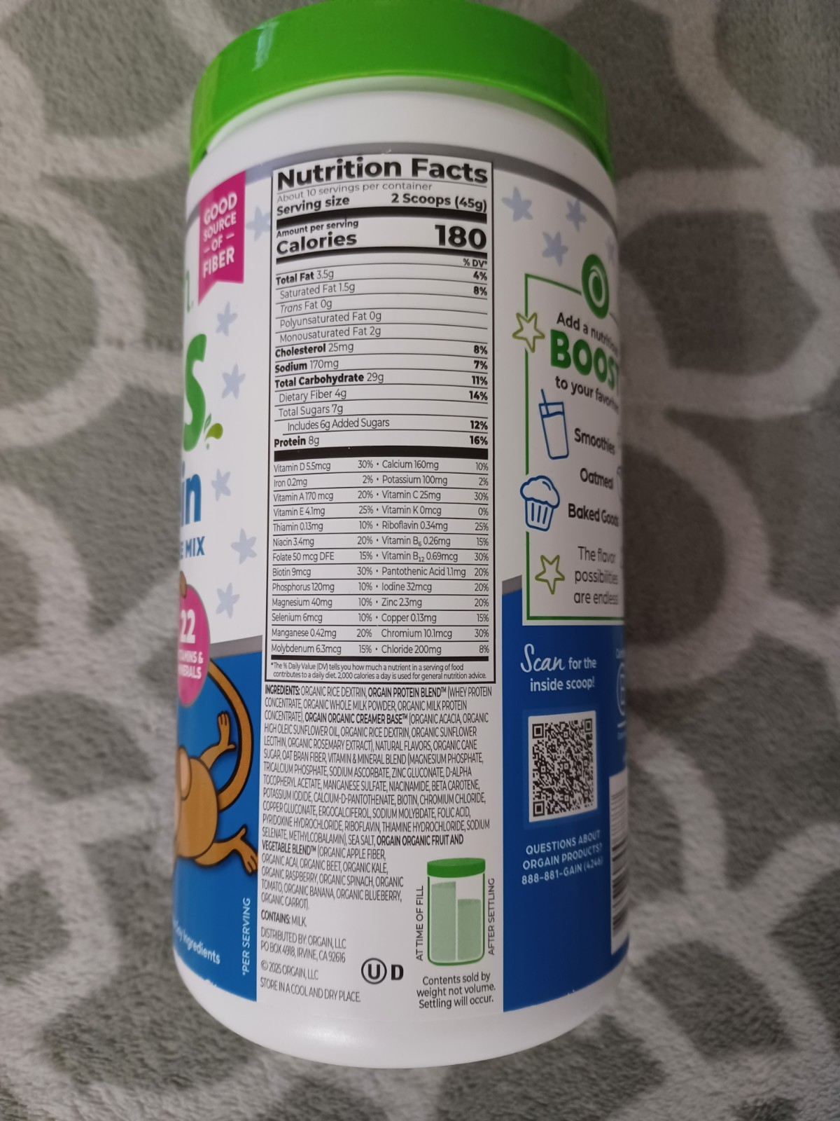 Orgain Kids Protein Nutrition Shake Mix Vanilla Bean Ice Cream 15.9 Oz