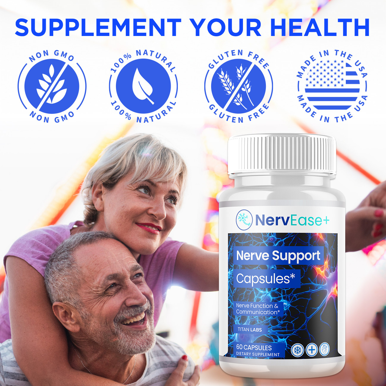 (5 Pack) Nervease+ Nootropic Nerve Support Supplement Nerve Ease+ 300 Capsules