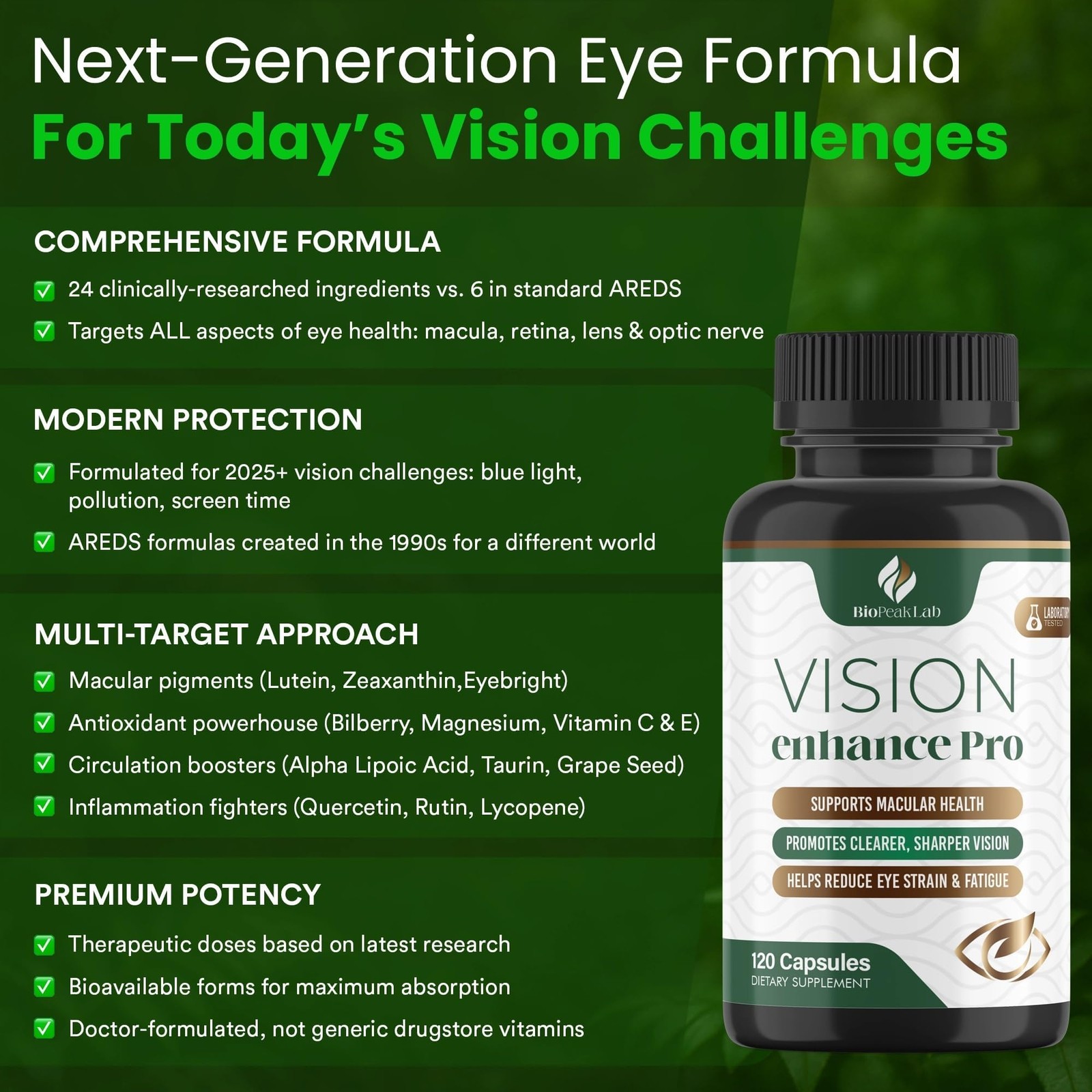 Biopeak Lab Vision Enhance Pro Eye Supplement Lutein Daily Eye Supply