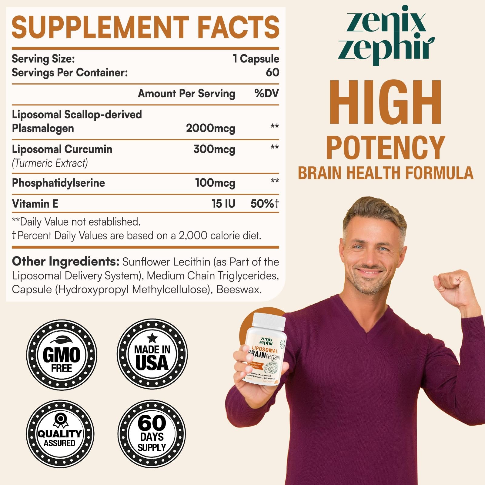 Liposomal Brain Supplements for Memory and Focus – Plasmalogen with Curcumin…