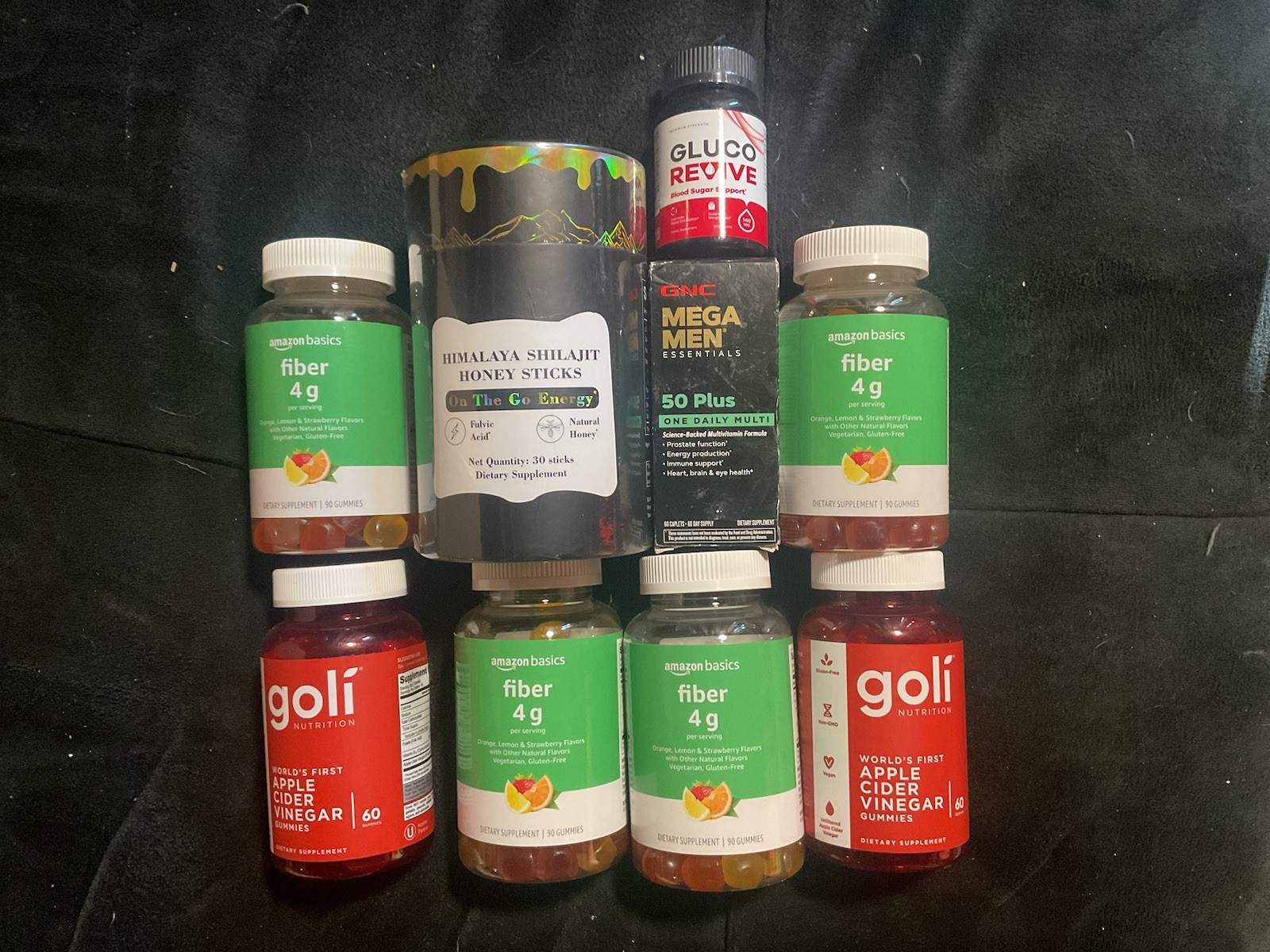 Goli, Fiber Gummies With Himalaya Honey Sticks, Gluco Revive And Mega Men