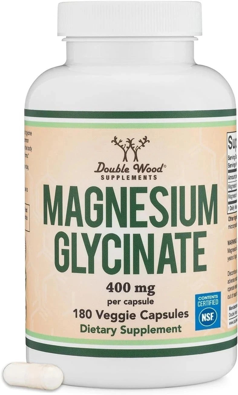 Double Wood Supplements Magnesium Glycinate 400Mg | 180 Capsules | Sleep, Muscle