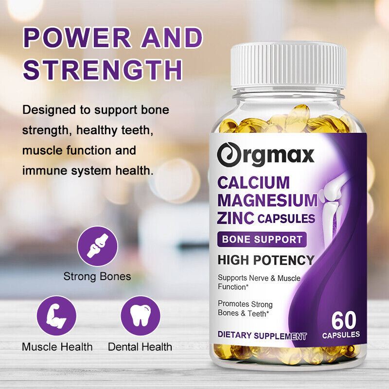 Calcium Magnesium Zinc with Vitamin D3 Strong For Bone Health Muscle Improvement