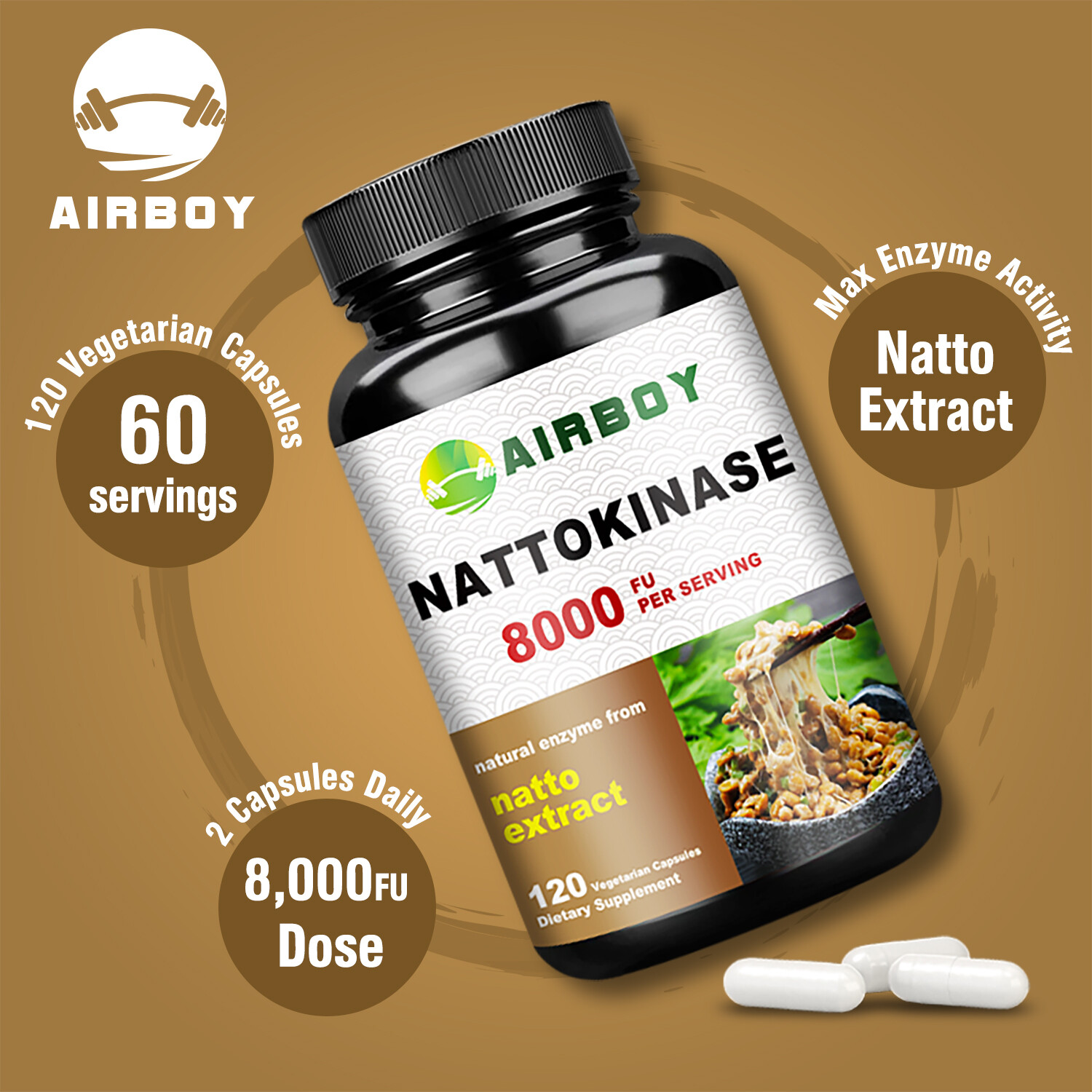 Nattokinase 8000FU – Heart Health Supplement, Circulatory Health, Non-GMO