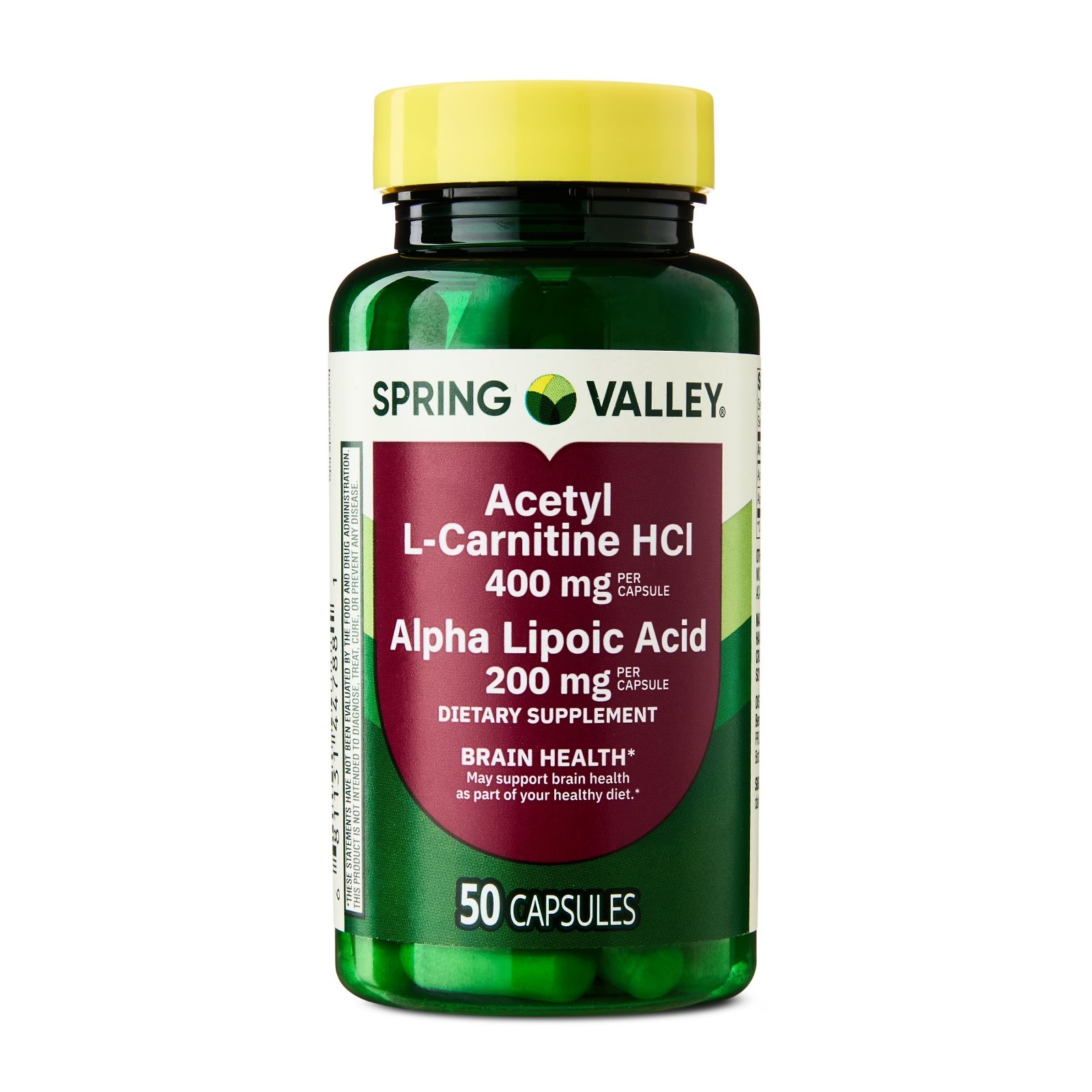 Acetyl L-Carnitine HCI 400 Mg Alpha Lipoic Acid 200 Mg Brain Booster, 50 Caps