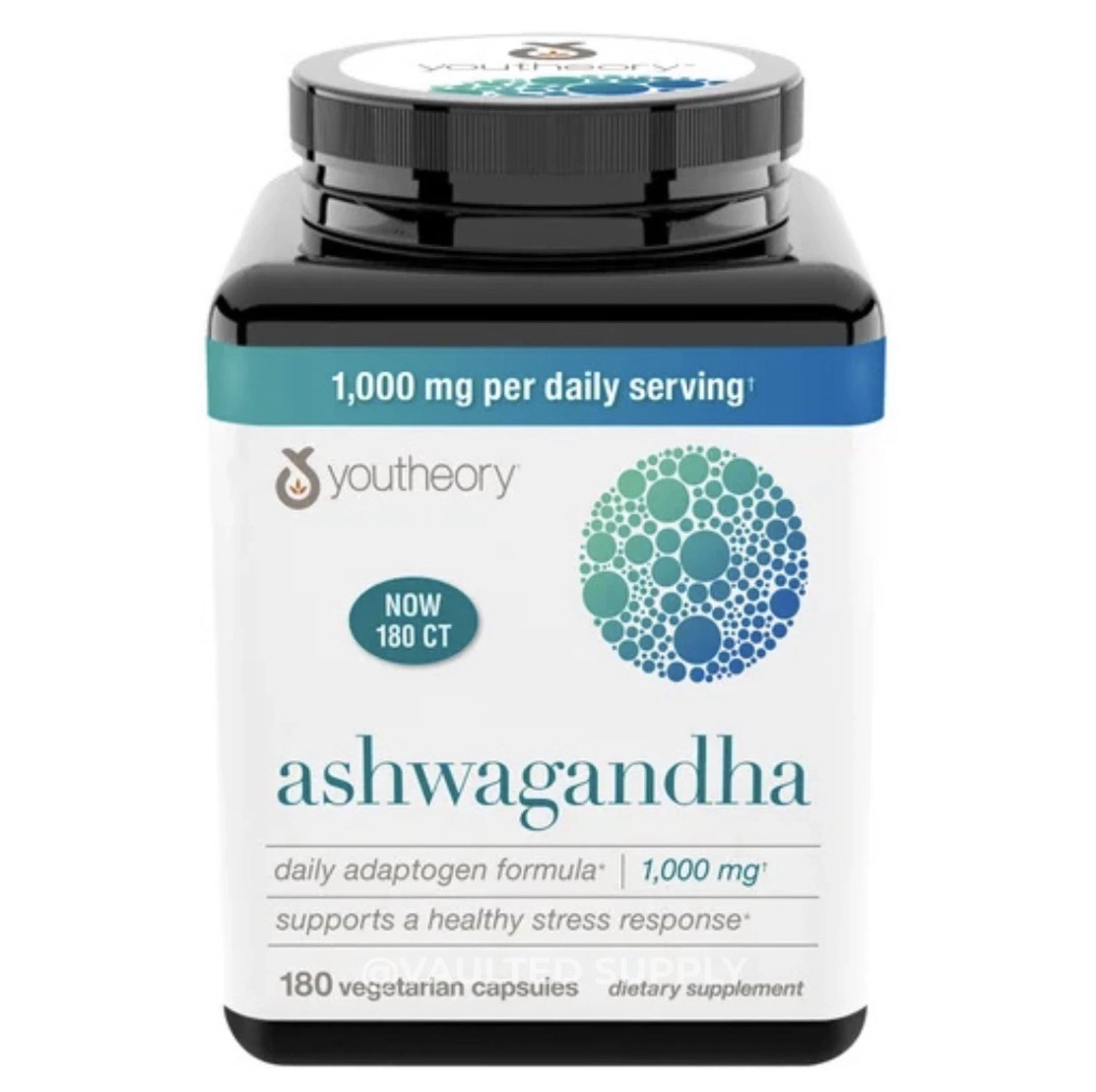 Youtheory Ashwagandha 1000 mg, 180 Vegetarian Capsules Exp: 11/26