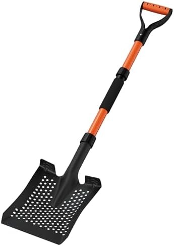 Beach Sand Scoop Shovel 42» for Metal Detecting, Long-Handle Sand Sifter with E