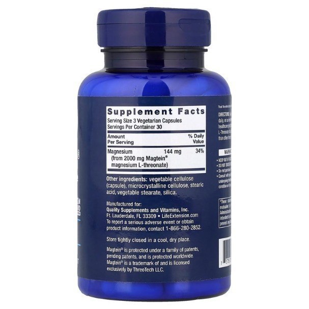 Life Extension Neuro-Mag,Magnesium L-Threonate, 90 Capsules Vegetarian