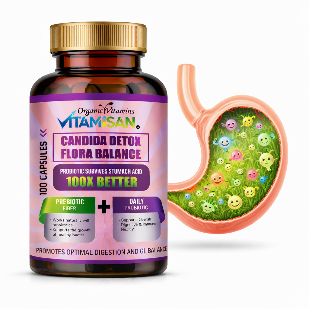 Candida Detox Flora Balance Advanced Probiotic Prebiotic 100 Capsule
