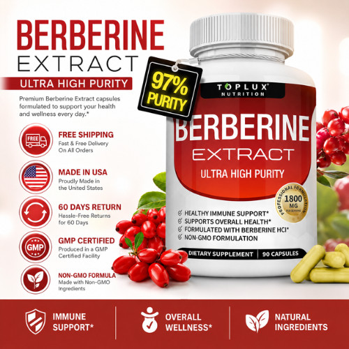 Extracto de berberina 1800 mg, aumenta la inmunidad y apoya la salud en general