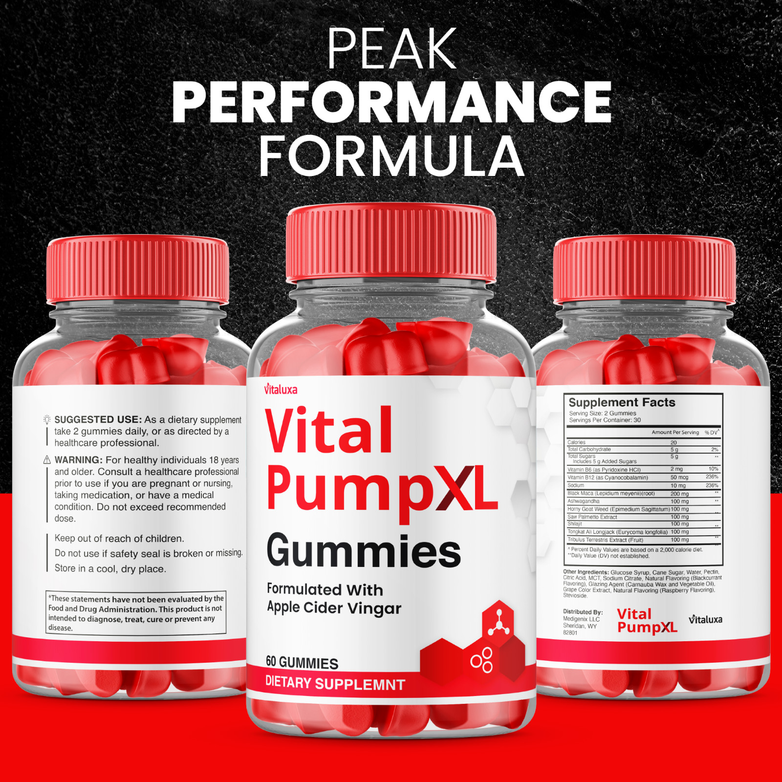 (2 Pack) Vital Pump XL Gummies for Men Maximum Strength Supplement (120 Gummies)