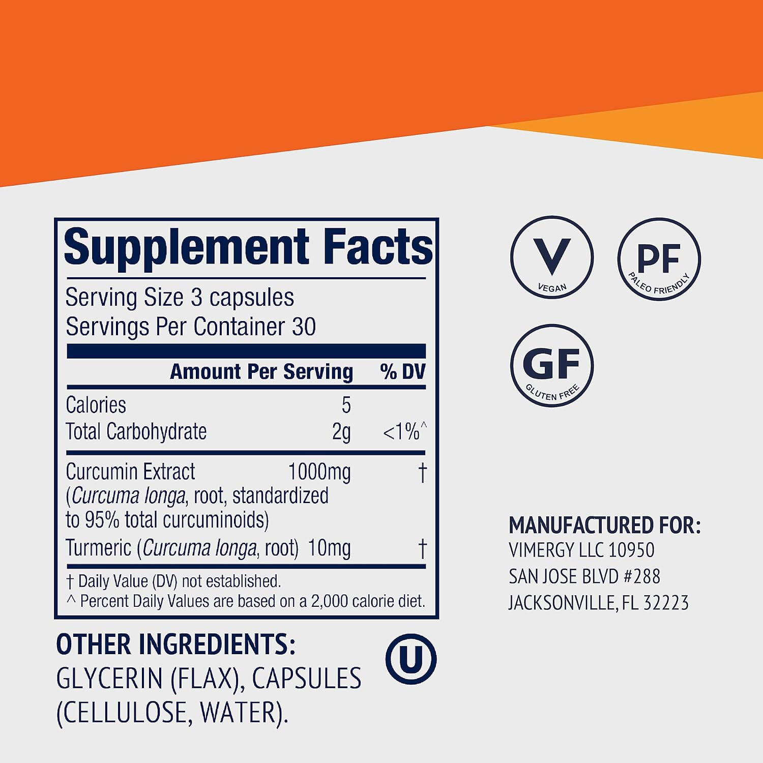 Vimergy Curcumin with Turmeric Supplement, 1000mg Curcumin Extract/Serving – Liq