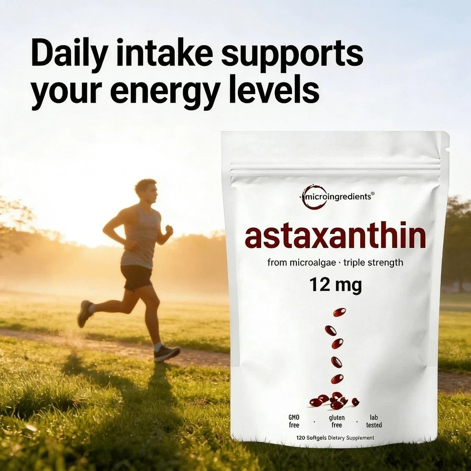 3 Pack Astaxanthin 12mg, 120 Softgels, 4 Month Supply NEW