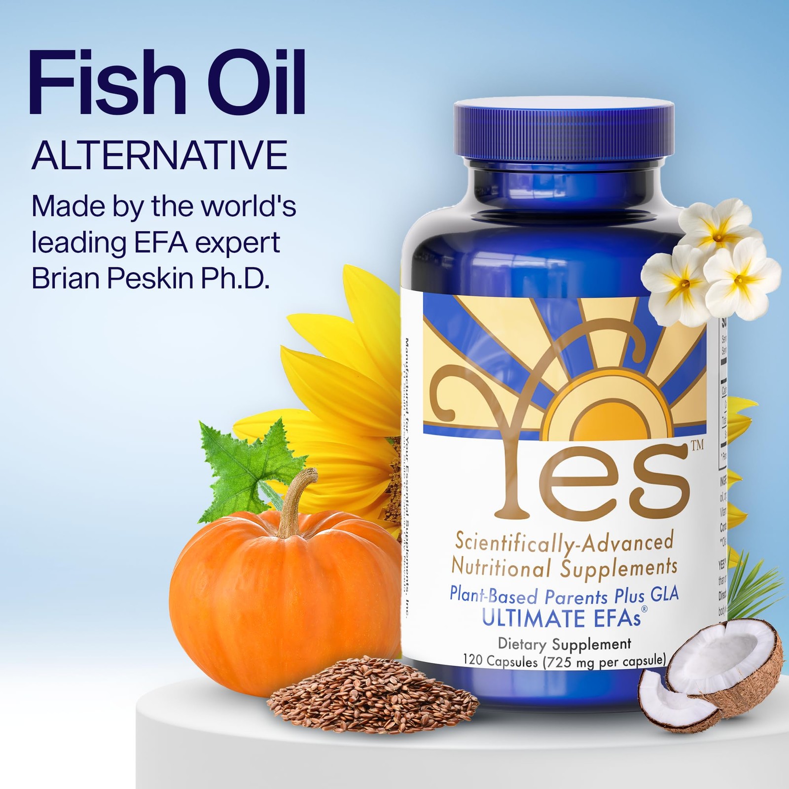 YES Plant Based Omega 3 6 Fish Oil Alternative, Burpless – Heart, Skin, Eye