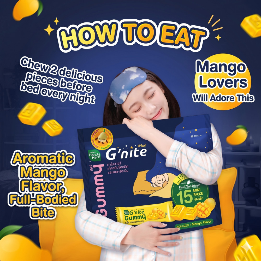 2 Packs HandyHerb G’nite Gummy Mango Sleep Aid Supplement 60 Pcs Double Bundle
