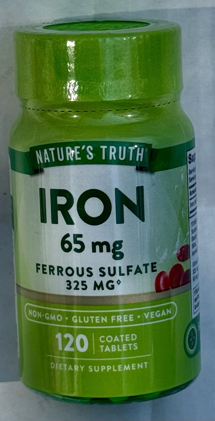 Nature’s Truth Ferrous Sulfate Iron 65 mg Supplements 120 Tablets Exp 4/27