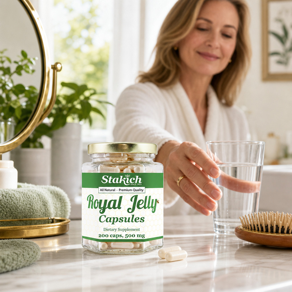 200 ROYAL JELLY CAPSULES 500mg Pure Fresh Natural Best Bee Gluten Free 48 Hour