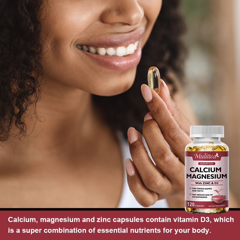 Mulittea Magnesium Zinc Vitamin D3 Calcium Complex 120 Capsules High Absorption