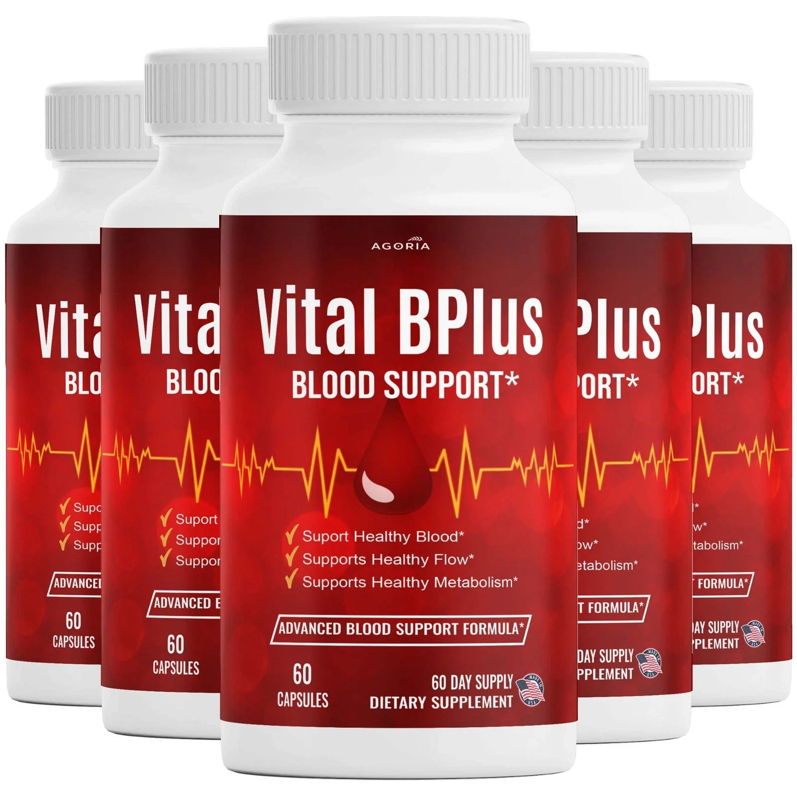 Vital B Plus Advanced Blood Support Supplement VitalBPlus Capsules Pack of 5