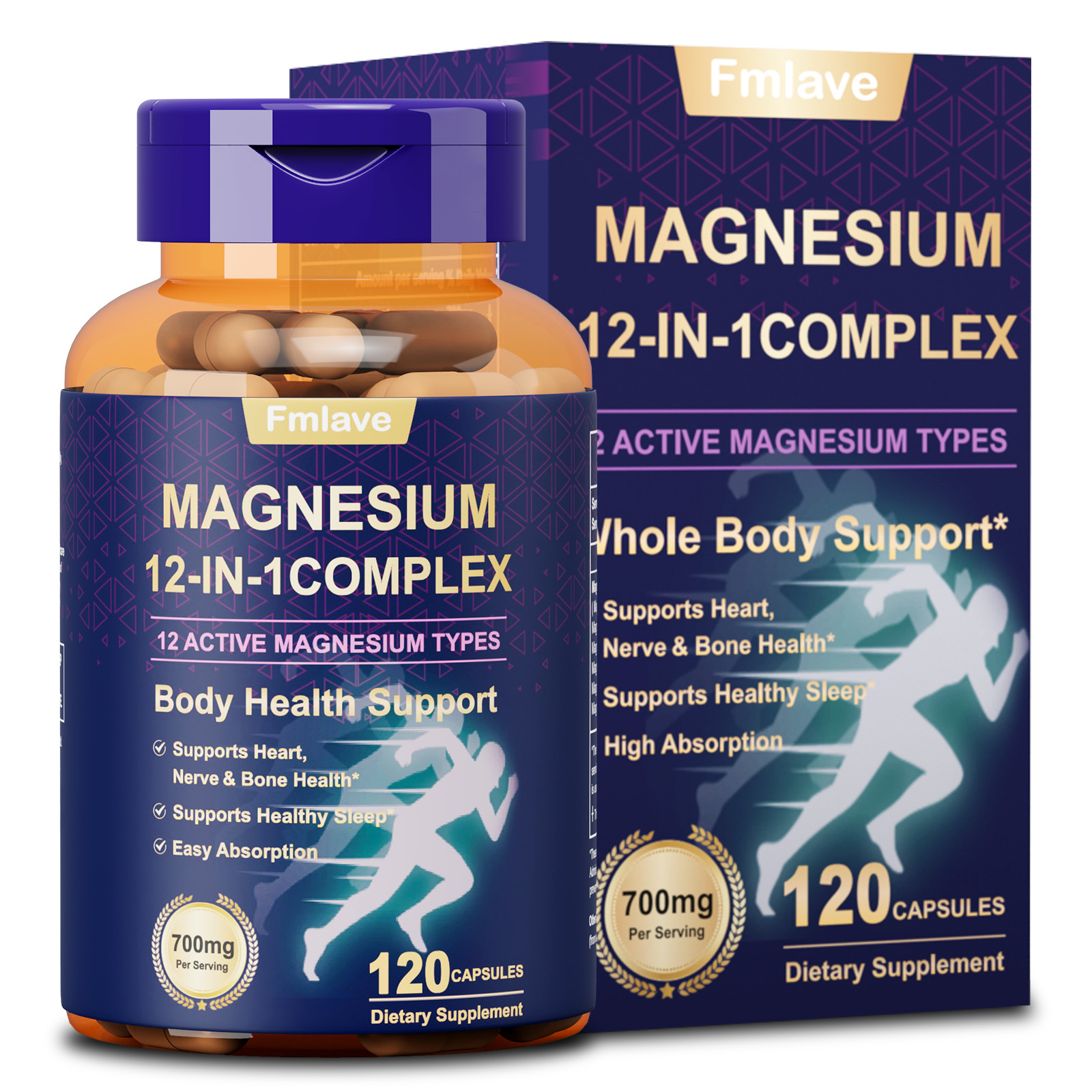 Magnesium Complex Chloride Mag Glycinate, Citrate, Malate, Oxide 700mg, 120 caps