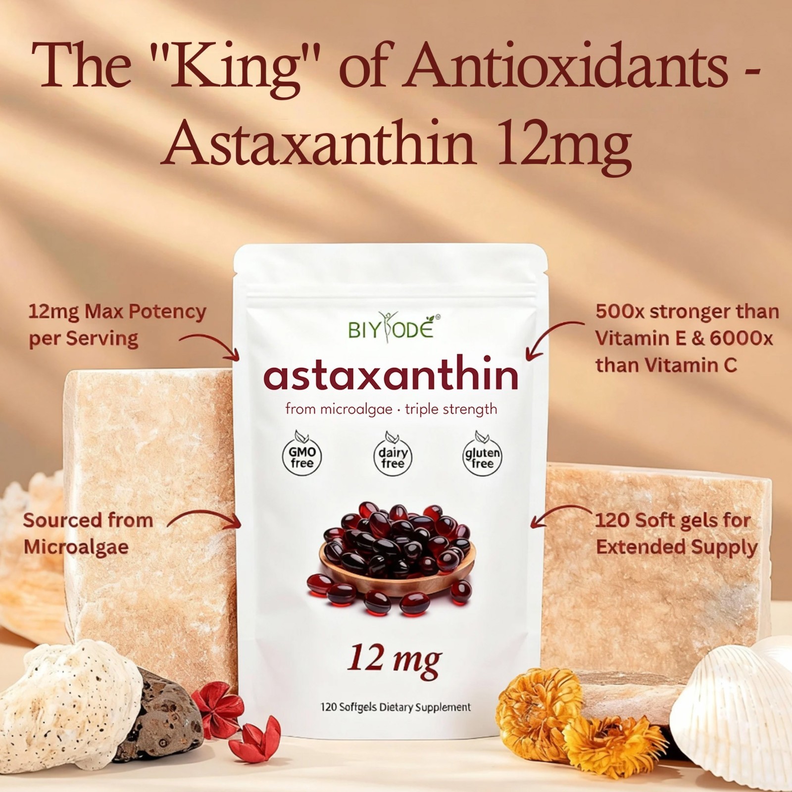 Softgels 120 Astaxanthin 12mg – Supports Eye Health and Joint Health US