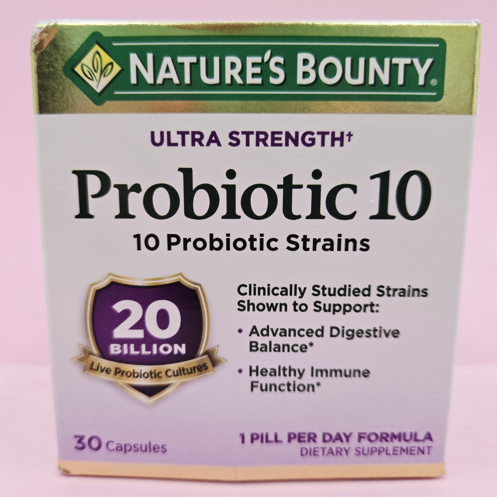 Nature’s Bounty Probiotic 10, 20 Billion Live Probiotic Cultures, 30 Capsules