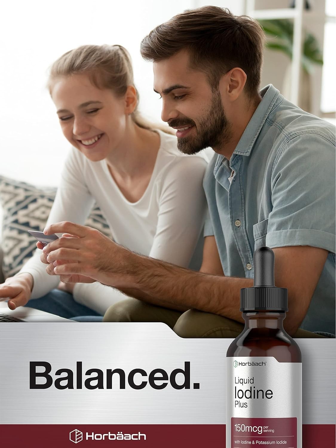 Liquid Iodine Solution Drops | 2 Fl Oz | 150 Mcg | Iodine & Potassium Iodine Sup