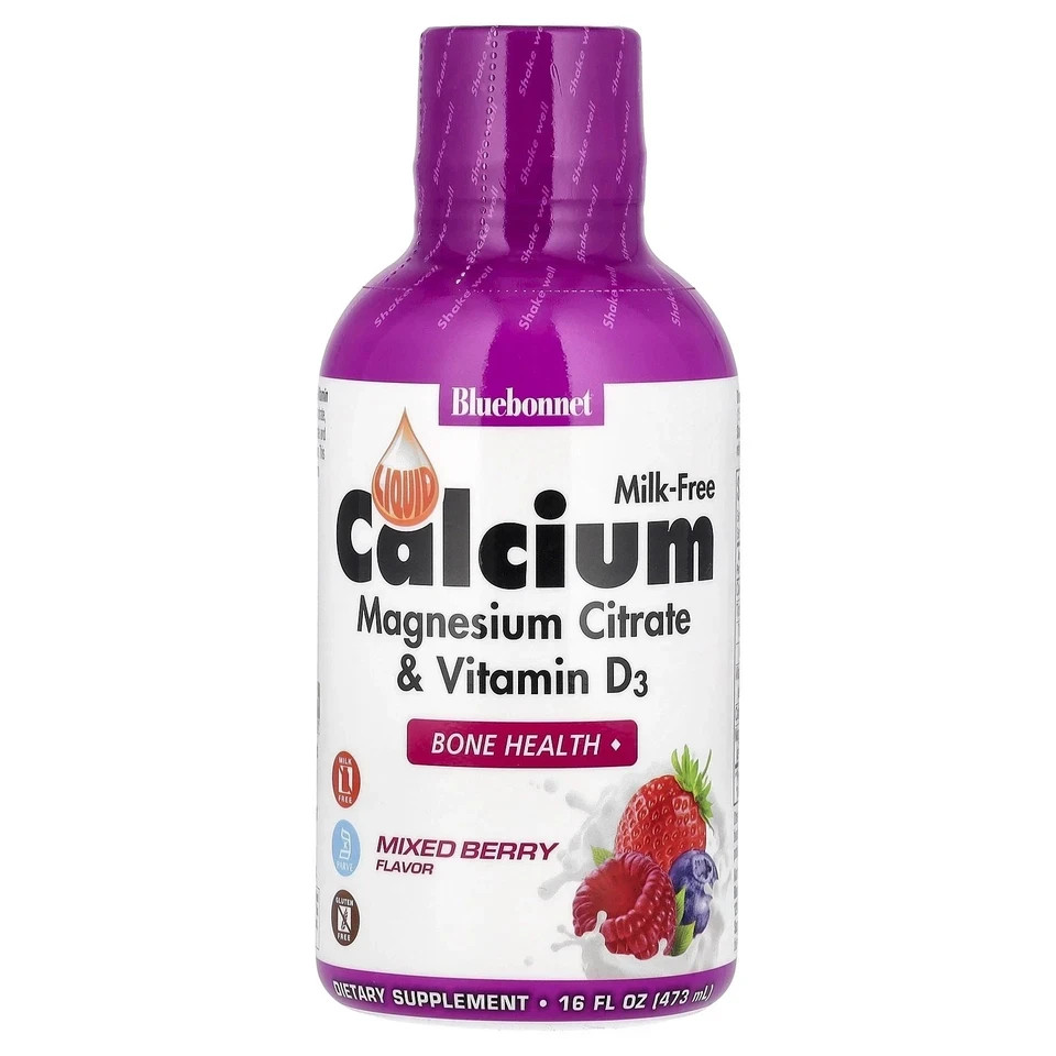 Bluebonnet Liquid Calcium Magnesium Citrate Vitamin D3 Berry 16oz Pack of 5