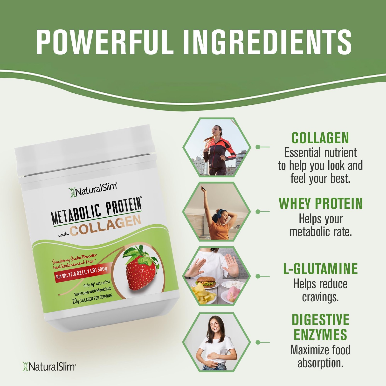 NaturalSlim Metabolic Protein Shake Powder with Collagen – Meal Replacement