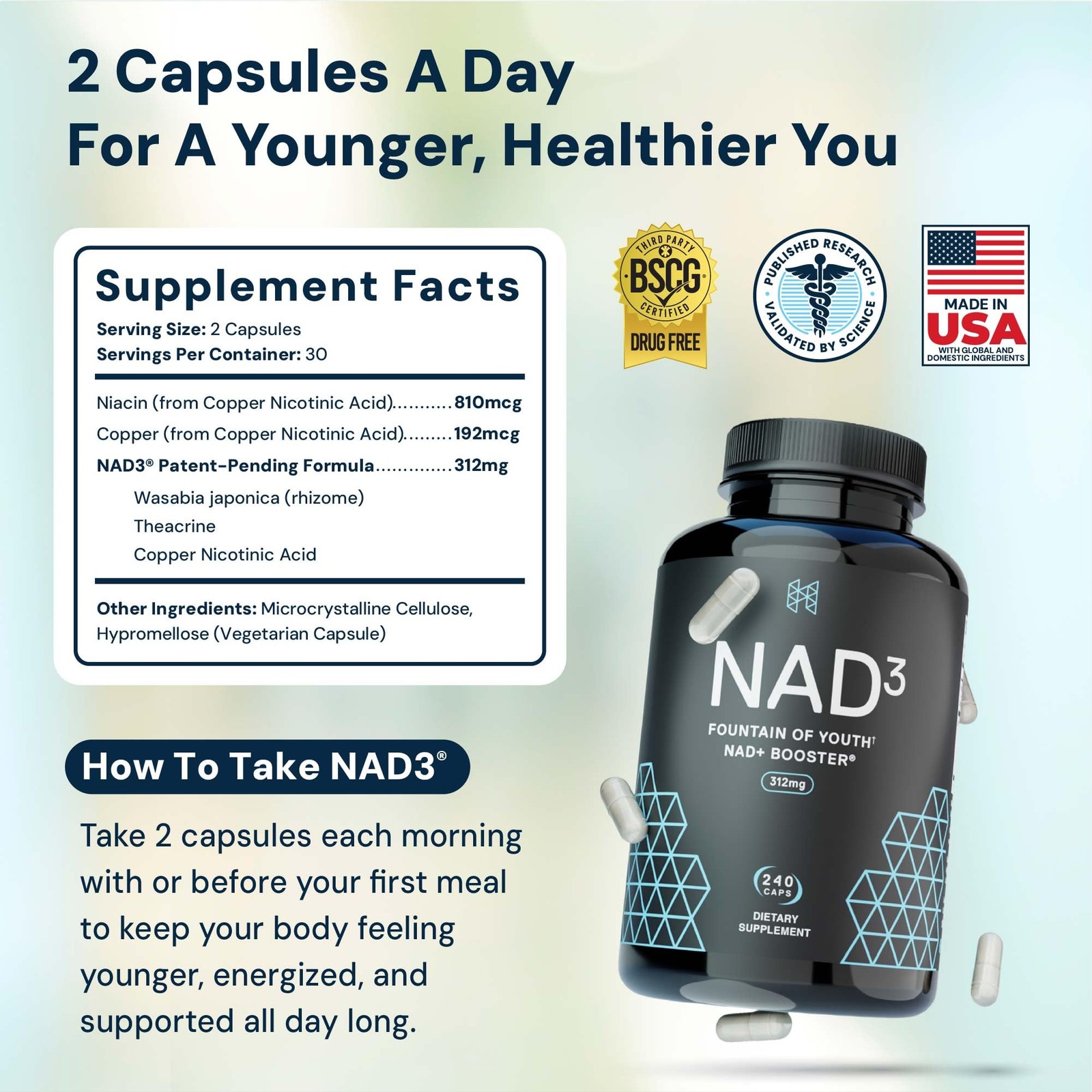 HPN NAD3 Clinical NAD+ Booster, Cellular Health Natural Energy – NAD